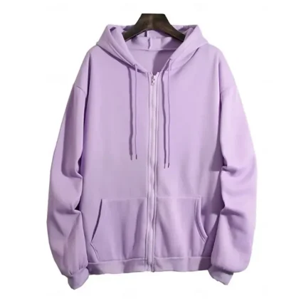 Women's Hoodie Sweatshirt Casual Street Dailywear Hoodie Zip Up Front Pocket Long Sleeve Pink Purple Beige Fall Winter
